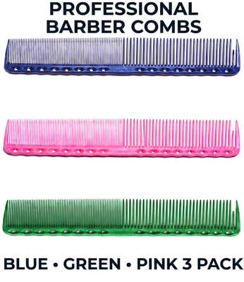 YS Park YS-336 Professional Barber Cutting Comb 3 Pack Blue Green Pink Japan