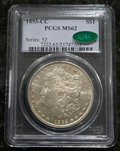 1893-CC $1 Morgan Silver Dollar - Carson City - PCGS MS62 - CAC - Key Date