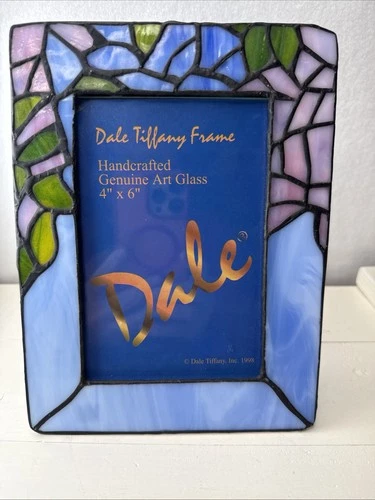 Vintage Dale Tiffany  Stained Glass Picture Frame 3.5 x 5 Photo