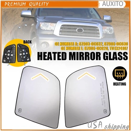 Driver Passenger Side Mirror Glass For 2007-2017 Tundra Sequoia Heated Signal H