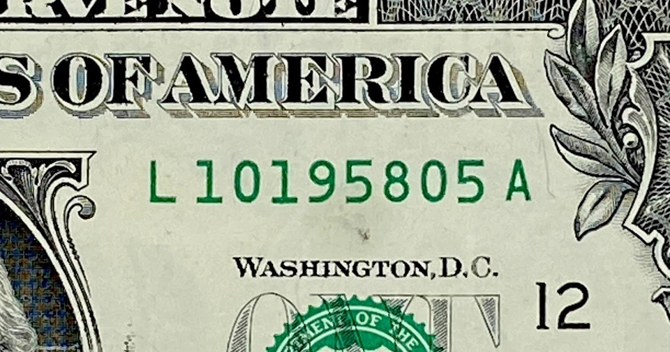 October 1958 5 Birthday Note 10195805 Fancy Serial Number $1 Dollar Bill FW 2021 - Image 2 of 4