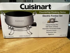 Cuisinart CFO-3SS Electric Fondue Set 3 Quart Stainless Steel 8 Forks with Cable