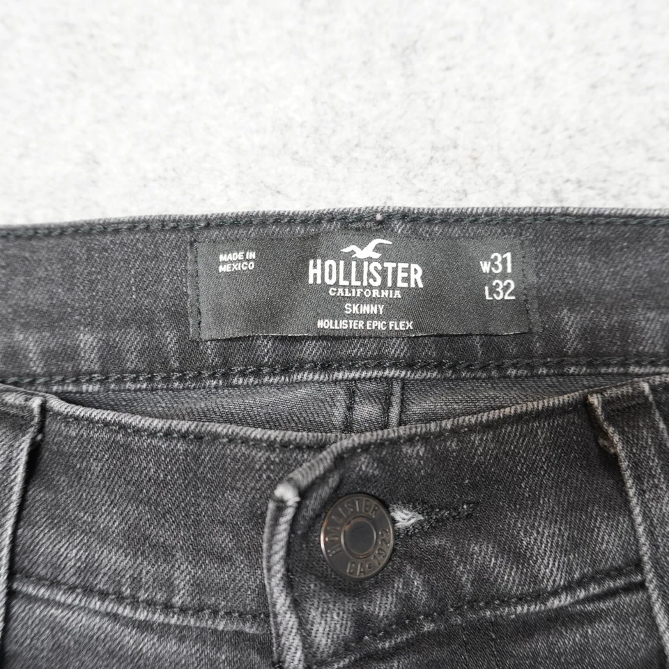 Pantalones de mezclilla elásticos Hollister negros para hombre W31 L32 Foto 3 de 4