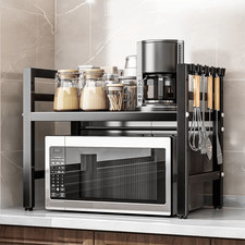Microwave Oven Rack, Double Layer Carbon Steel Adjustable Microwave Shelf