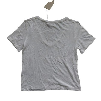 VILA Damen T-Shirt Gr. XS Weiß VINOVA V-Neck Bio-Baumwolle Top Cloud Dancer