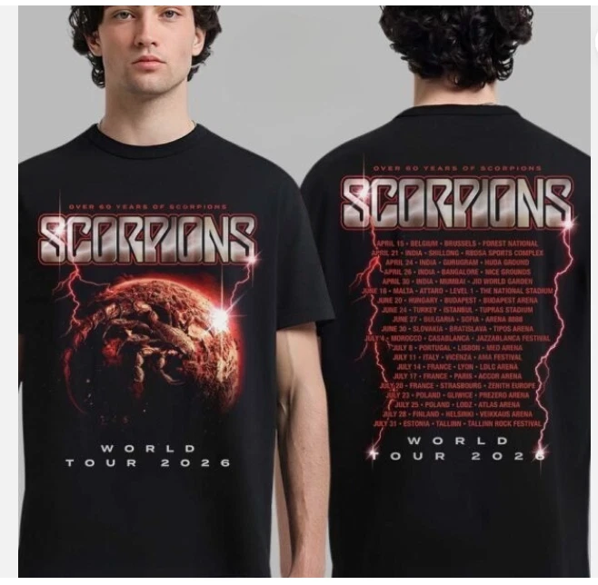 Scorpions Coming Home Tour 2026 Double Sided T-Shirt 60 Years Rock Tee