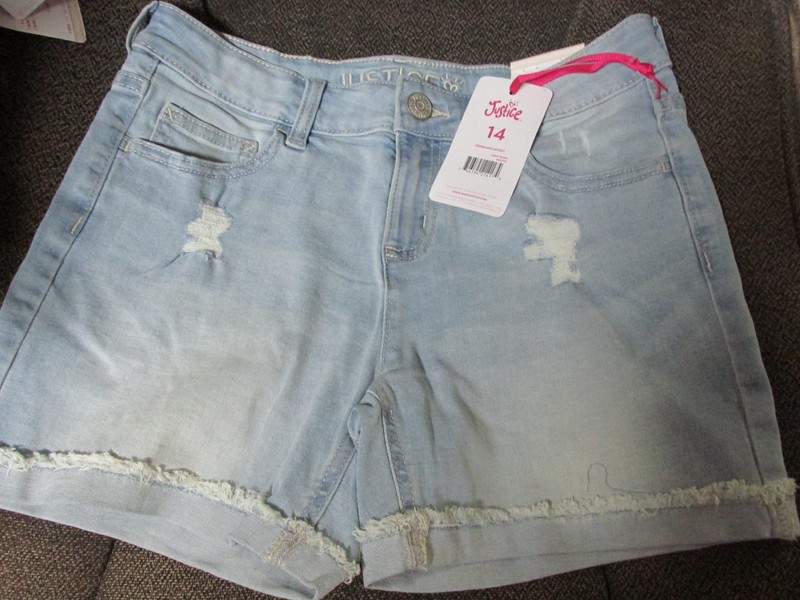 ""JUSTICE BLUE JEAN STRETCH MIDI SHORTS "" - SIZE 14