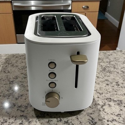 AMBIANO  2 Slice Toaster Retro Stainless Steel Toaster WHITE Modern