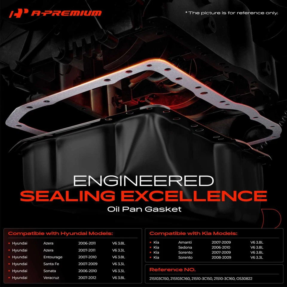 Junta inferior del cárter de aceite del motor A-Premium para Hyundai Sonata Azera Kia Sorento 3,8 L Foto 2 de 4