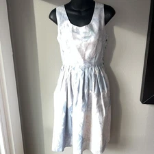 LIZ ALIG Chic Upcycled Cotton Flour Sack Dress- Light Blue/Pink/Green Tie Dye-M