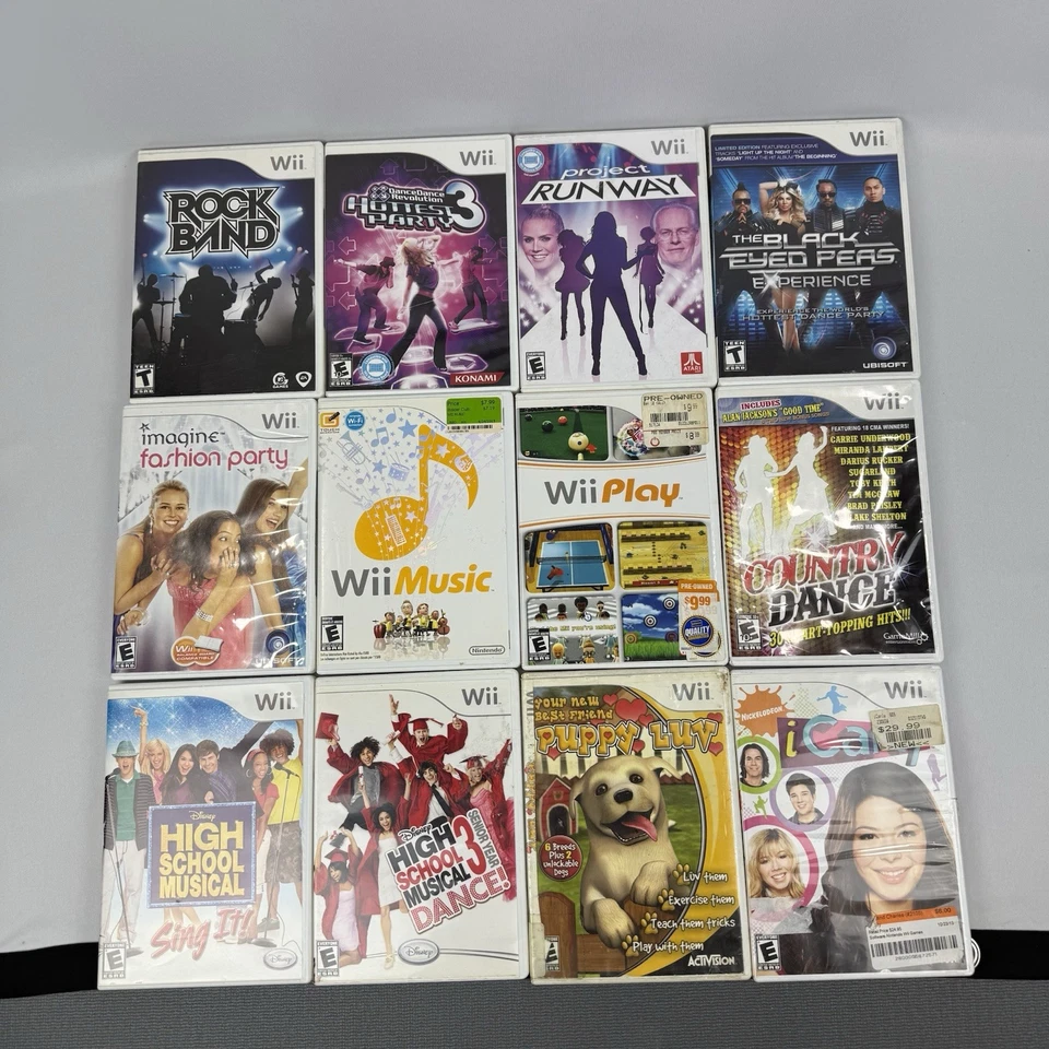 Nintendo Wii Games Bundle Lot Of 28 Games Girls Just Dance Barbie Rockband - Image 3 of 4