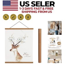 Elegant 16" Wooden Magnetic Poster Hanger in Teak - Rustic Wall Art Frame