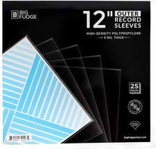 25 Pack 12 Inch Vinyl Record Outer Sleeves Clear LP Album Protectors