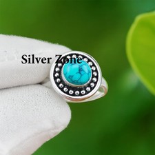 Turquoise Gemstone 925 Sterling Silver Handmade Jewelry Ring Size 5 to 13