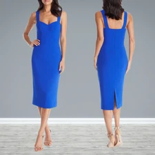 DRESS The POPULATION Electric Blue Nicole Sweetheart Bodycon Sheath Cocktail XS