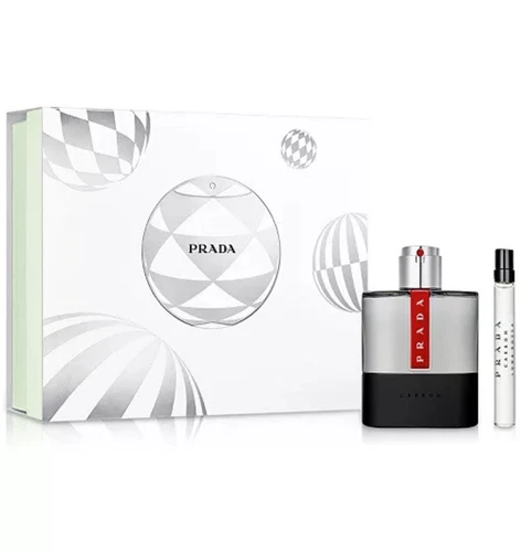 PRADA 🇮🇹 Carbon Luna Rossa coffret cadeau 2 pièces pour hommes 3,4 oz et 0,33 oz sprays