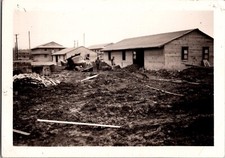 Vtg Found B W Photo WW2 Army Soldiers Military Base Construction Truck Snapshot