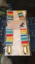 Boys Suspenders Handmade Photo Prop Adjustable Multi-colored NWT