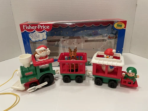 VTG Rare 1998 Fisher Price Little People Christmas Train Complete