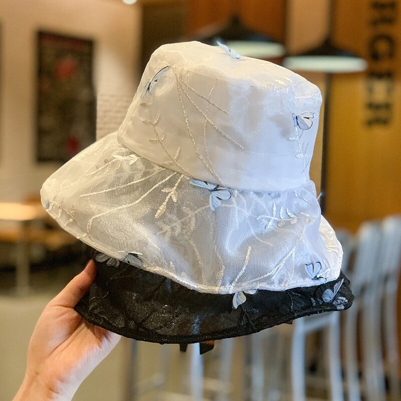 Womens Hats Butterfly Bucket Hat White Summer Hats For Women ZLYC