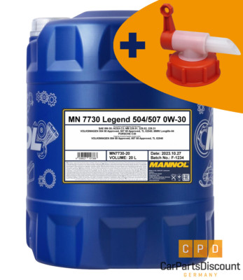 20 L MANNOL 7730 Legend 0W-30 Motoröl mit Auslaufhahn VW BMW MERCEDES Porsche