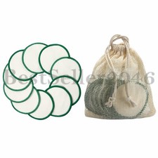 10pcs Reusable Bamboo Cotton Makeup Remover Pads Facial Cleansing w Laundry Bag