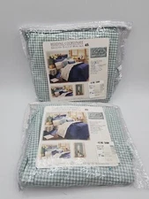 Set of 2 JCP Home Collection Green King Sham Gingham Ruffled Ruffle pillowcase