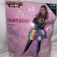 NEW Funky Bones Rainbow Skeleton Girls Child Halloween Costume 10-12 Sz Large