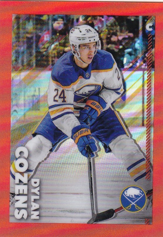 2022-23 Topps Chrome NHL ORANGE Sticker #65 Dylan Cozens - Buffalo /25 MADE