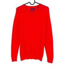 GANT Red 100 Wool Crew Neck Jumper Sweater S