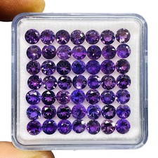 100 Pcs Natural Amethyst 4mm Round Cut Rich Purple Loose Untreated Gemstones