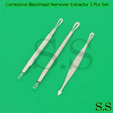 Comedone Blackhead Remover Extractor 3 Pcs Set Spot Blemish Acne Pimple Facial