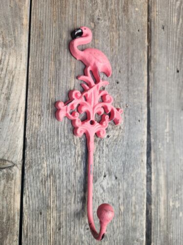 Distress Flamingo Cast Iron Wall Hook Home Decor Coastal Living - Picture 3 of 4