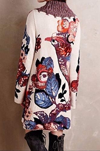 Anthropologie Embroidered Foret Cardigan Sleeping on Snow Size M Bird Flowers - Picture 5 of 8