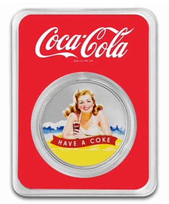 Coca-Cola® 1 oz Silver Colorized Round Bathing Beauties