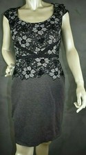 Ann Taylor Black Lace Gray Knit Dress Size 4 Pre-owned 