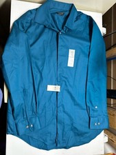 Van Heusen Slim Fit Button Up Dress Shirt Mens NWT Blue XL 17-17.5