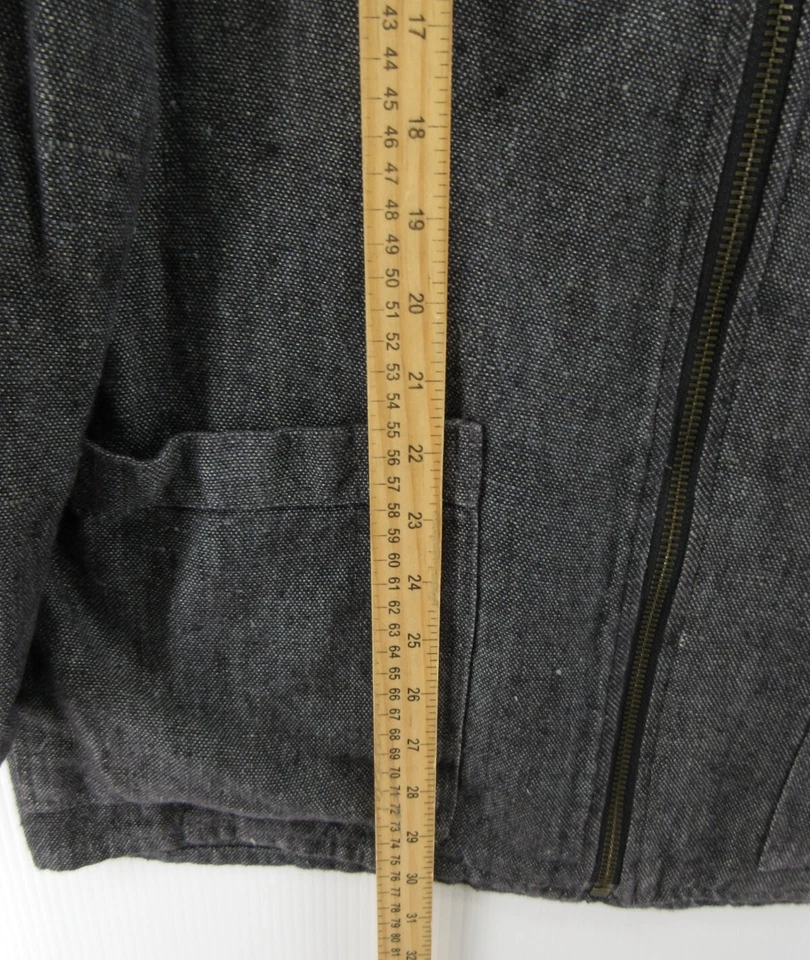 Chaqueta de lino para mujer pequeña gris lino Lagenlook de gran tamaño tareas artísticas granero cremallera Foto 4 de 4
