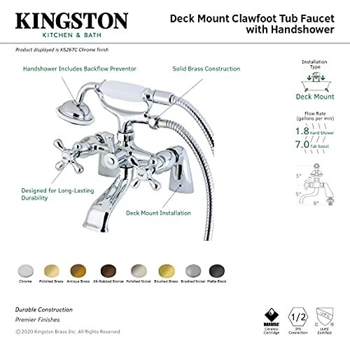 Elements of Design Nuvo ES2675X Charleston Deck Mount Hand Shower, 6-1/2" - Image 2 of 2