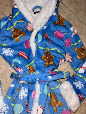 Gingerbread Heated Robe Soft Sherpa Gingerbread Robe & Pants Set Wide Pajamas Christmas Xmas ...