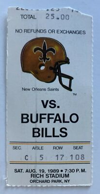 New Orleans Saints @ Buffalo Bills 8-19-1989 NFL ticket stub Topps Jim ...