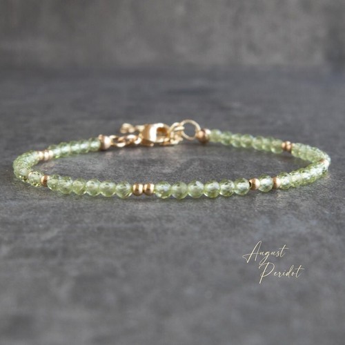 A++ Green Peridot Micro Faceted Round Tiny Beads Love Prosperity Bracelet 6-8" - Picture 8 of 9