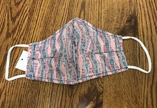 Vera Bradley Cotton Face Mask CUBAN POSTMARKS red blue lines NEW Package