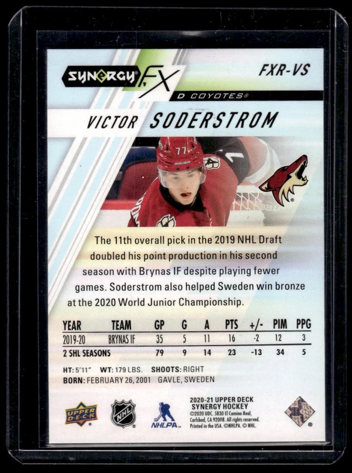 2020-21 Upper Deck Synergy Rookie FX Victor Soderstrom Rookie 124/349 #FXR-VS - Image 2 of 2