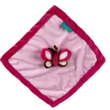 Tiddliwinks Butterfly Plush Pink Brown 12" Lovey Security Baby Blanket Velour
