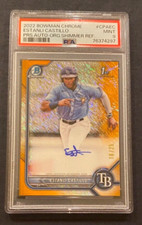 2022 BOWMAN CHROME ESTANLI CASTILLO AUTO 18/25 PSA 9 ORANGE SHIMMER REFRACTOR