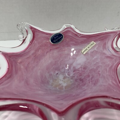【MURANO】ボウル ITALY ムラーノ 金彩 ミルフィオリ【ピンク】 Vintage yellow/pink Murano flower bowl – Millefiori Interior