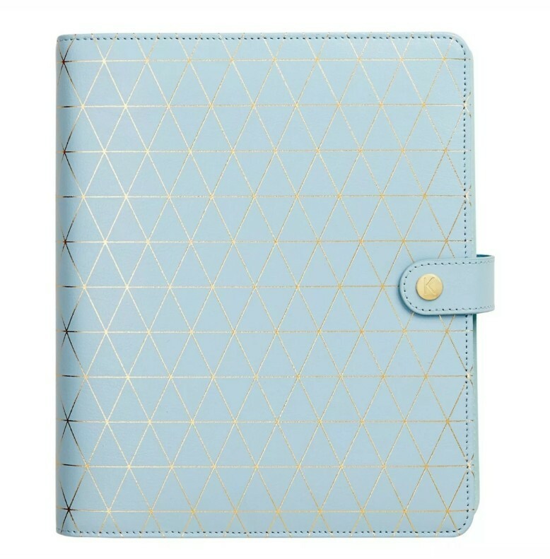 Kikki K Large A5 Blue Gold Leather Planner Diary Wellness