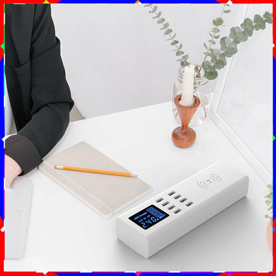 Multi-port 8USB LCD digital display wireless 5V/8A adapter for travel charging - Image 3 of 4