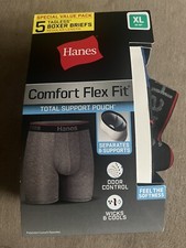 NEW HANES Comfort Flex Fit Total Support Men's XL 40-42 5 Pack Boxer Briefs